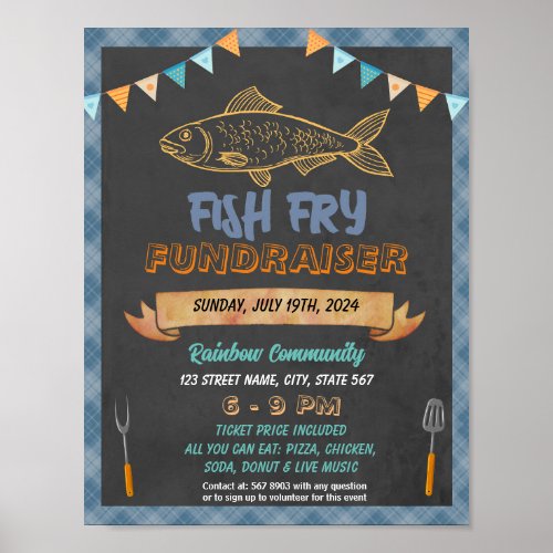 Fish Fry Fundraiser event template Poster