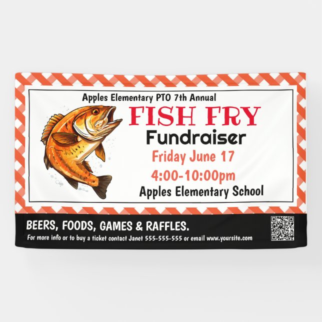 FISH fry Fundraiser PTO PTA Church Banner (Horizontal)