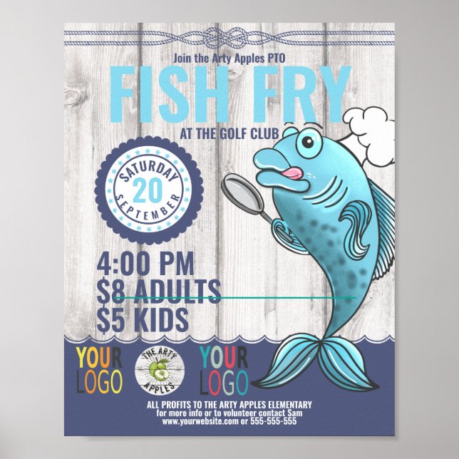 Fish Fry fundraising flyer, fish fry Invitation Poster (Front)