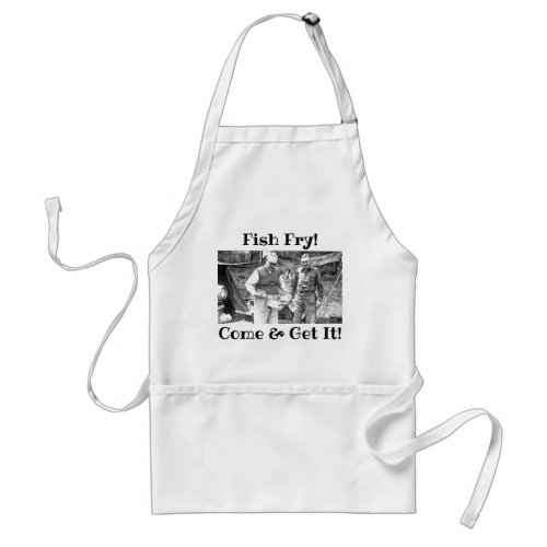 Fish Fry Retro camping white Adult Apron