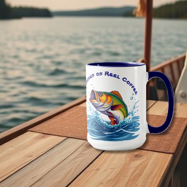 Fish-Funny-Hooked on Reel Coffee Mug (Fish-Funny-Hooked on Reel Coffee Mug)