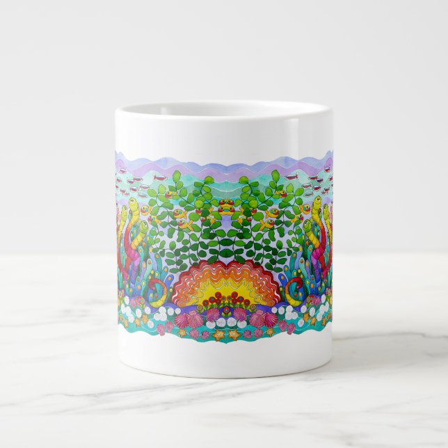 Fish Garden Mirrored Giant Coffee Mug (Front)