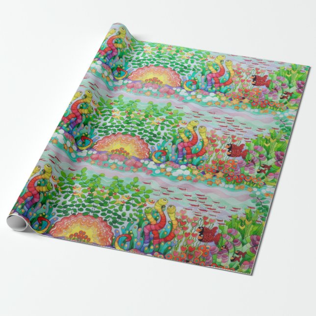Fish Garden Wrapping Paper (Unrolled)