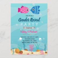 Fish gender reveal party invitation