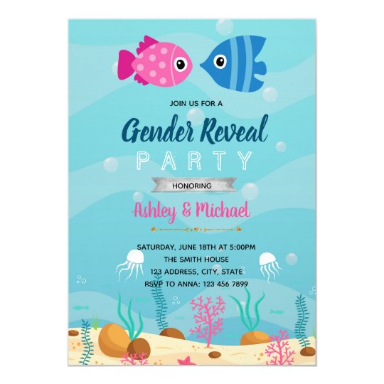 Fish gender reveal party invitation