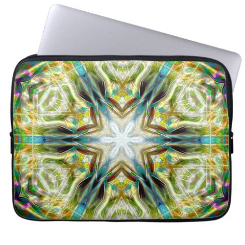 Fish glow sandy texture kaleidoscope aged green of laptop sleeve