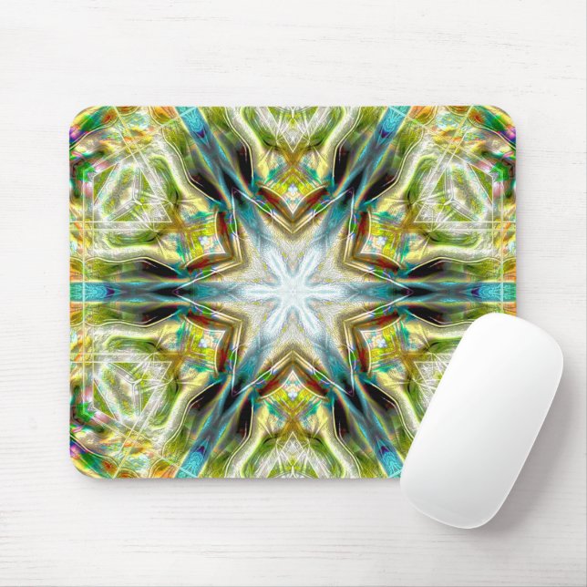 Fish glow sandy texture kaleidoscope aged green of mouse pad (With Mouse)