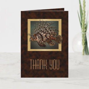 Fish gold brown frame masculine men letterpress thank you card