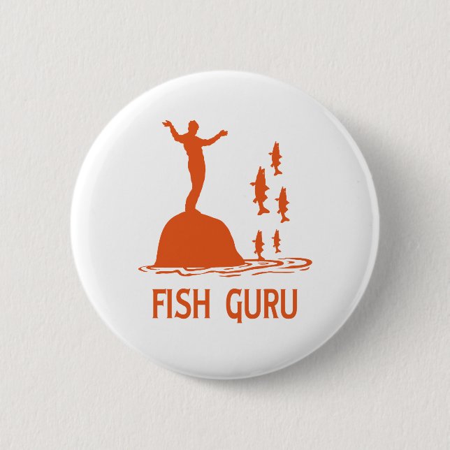 Fish Guru Pinback Button (Front)