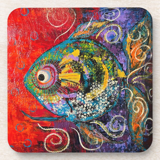 Fish Hard plastic coaster set (Front)
