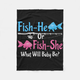 Fish-he Or Fish-she Gender Reveal Baby Fleece Blanket