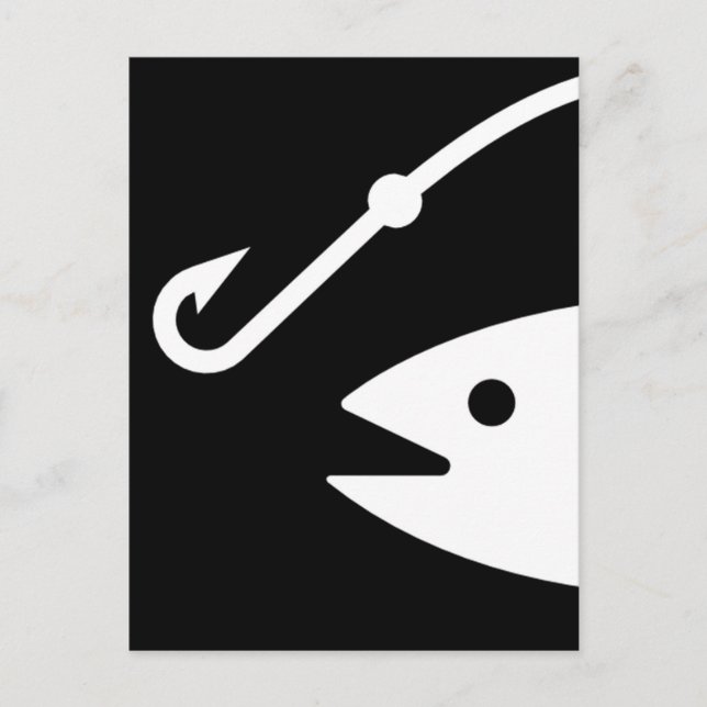 Fish Head and Hook - Black and White Postcard (Front)