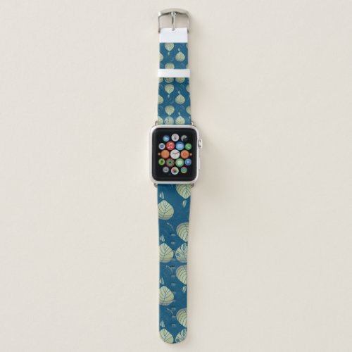 Fish Head Leaves Dusty Green On Teal  Apple Watch Band