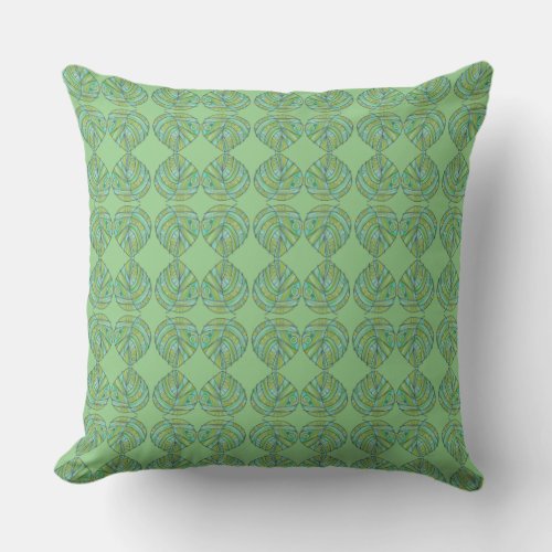 Fish Head Leaves Jazz S Mint Olive 1 Throw Pillow