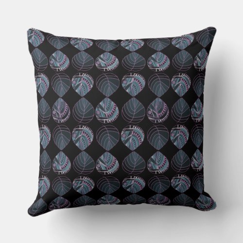 Fish Head Leaves New Air Force Blue Black Pink Throw Pillow