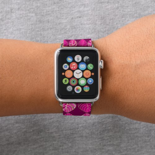 Fish Head Leaves New Magenta Pastel Green White Apple Watch Band