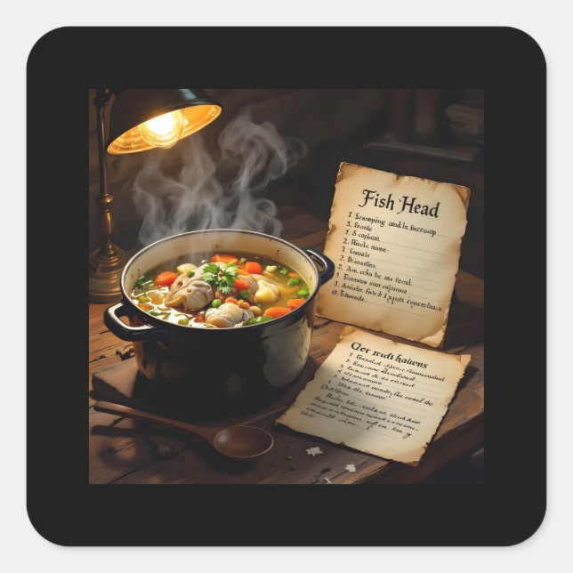 Fish head soup caribbean square sticker (Front)