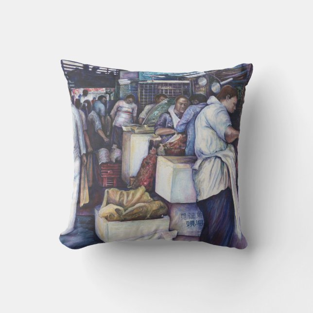 Fish Head Soup, Singapore Throw Pillow (Front)
