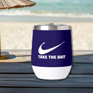 Fish Hook-Fisherman Core-Take the Bait-Dark Blue Thermal Wine Tumbler