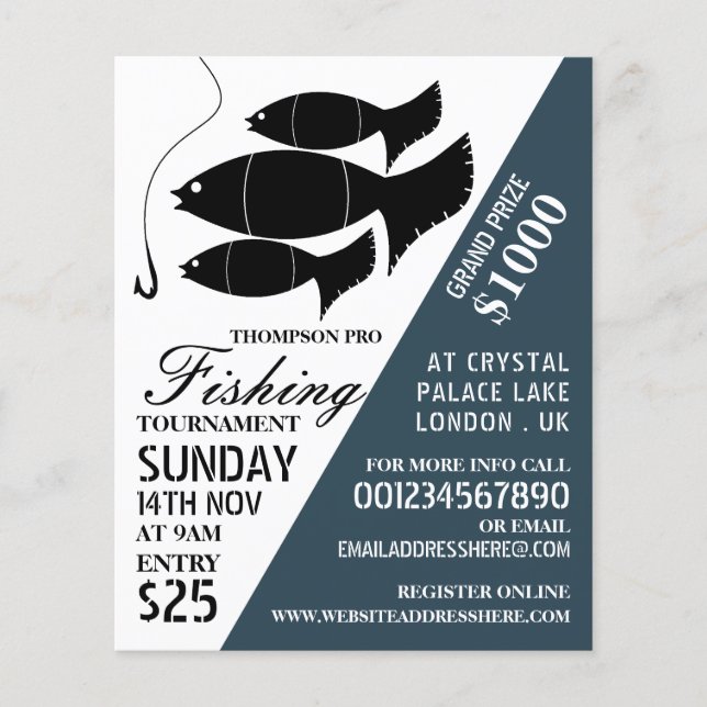 Fish & Hook, Fishing Tournament Event Advertising Flyer (Front)