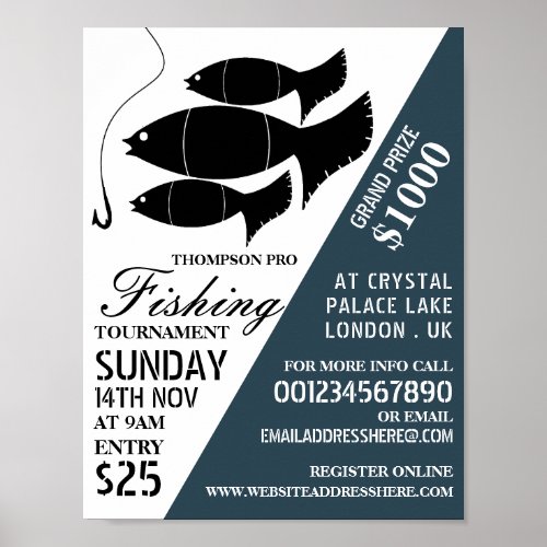 Fish  Hook Fishing Tournament Event Advertising Poster