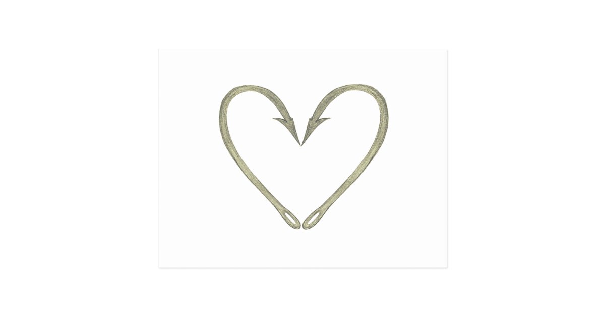 Fish Hook Heart Postcard | Zazzle.com