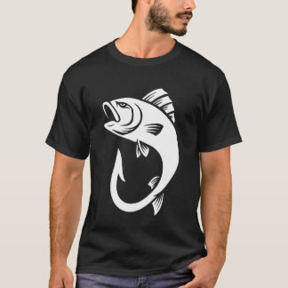 Fish Hook Minimal Art Bass Fishing Lover Fisherman T-Shirt