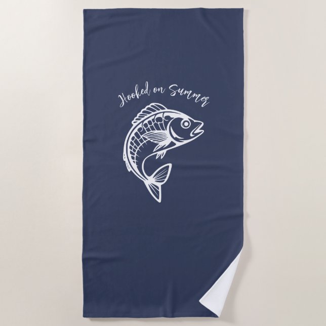Fish-Hooked On Summer Beach Towel (Front)