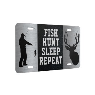 Fish Hunt Sleep Repeat License Plate
