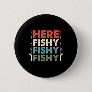 Fish Hunting Fishing Fishrod Fisherman Button
