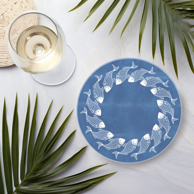 Fish in Blue & White Coaster (Creator Uploaded)