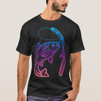 Fish In Fishing Rod Retro Bass Angling Fisherman A T-Shirt