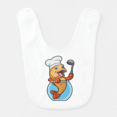 Fish in Glass as Cook with Soup spoon Baby Bib