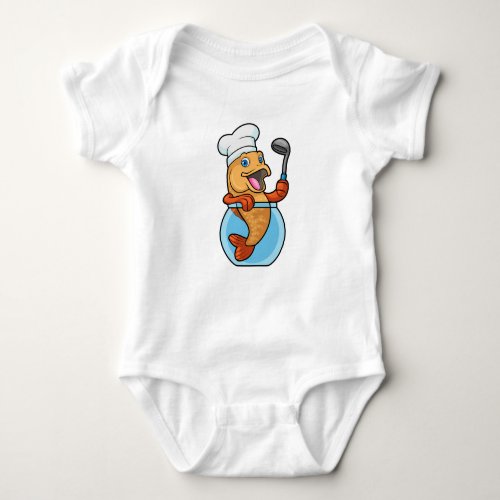 Fish in Glass as Cook with Soup spoon Baby Bodysuit