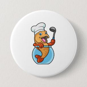 Fish in Glass as Cook with Soup spoon Button