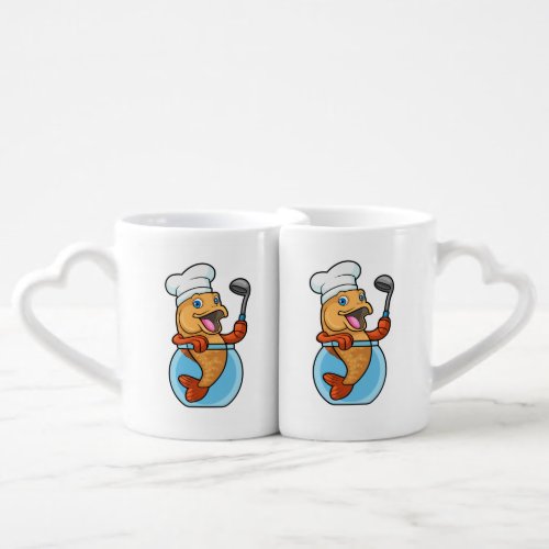 Fish in Glass as Cook with Soup spoon Coffee Mug Set