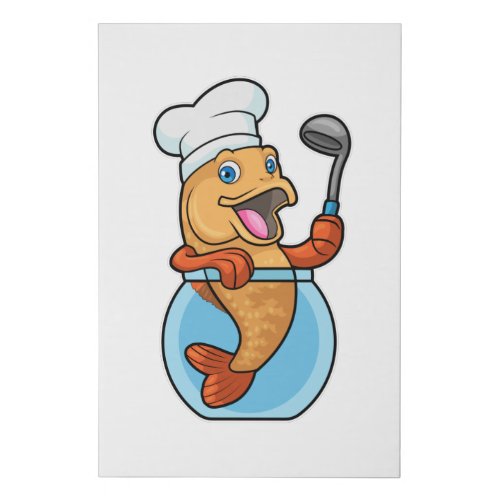 Fish in Glass as Cook with Soup spoon Faux Canvas Print