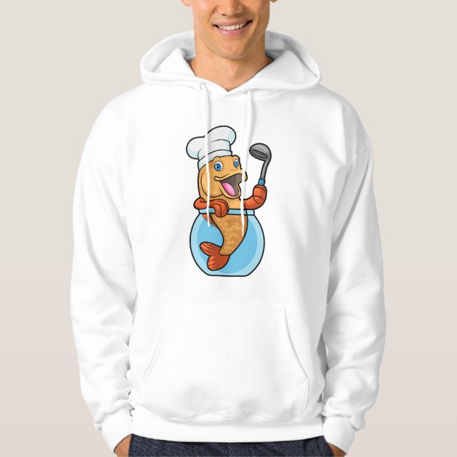 Fish in Glass as Cook with Soup spoon Hoodie (Front)
