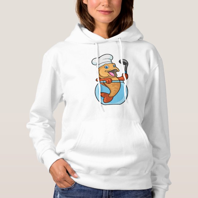 Fish in Glass as Cook with Soup spoon Hoodie (Front)
