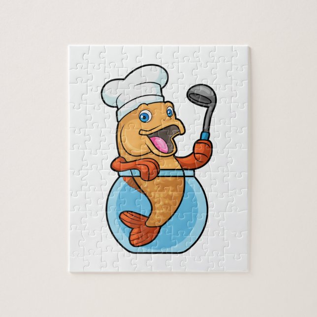 Fish in Glass as Cook with Soup spoon Jigsaw Puzzle (Vertical)