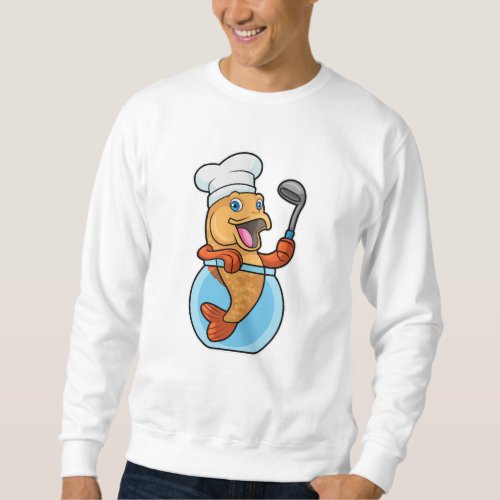 Fish in Glass as Cook with Soup spoon Sweatshirt