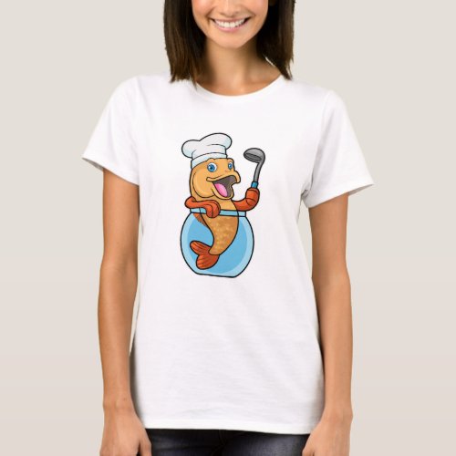 Fish in Glass as Cook with Soup spoon T_Shirt