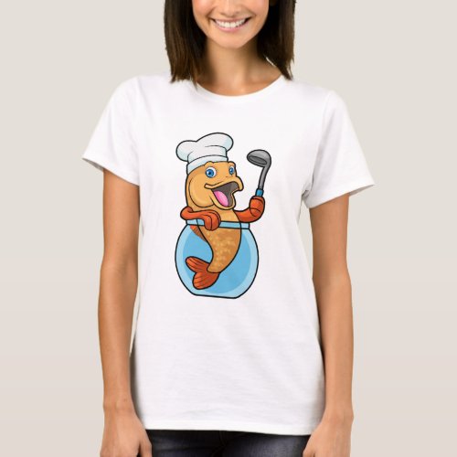 Fish in Glass as Cook with Soup spoon T_Shirt