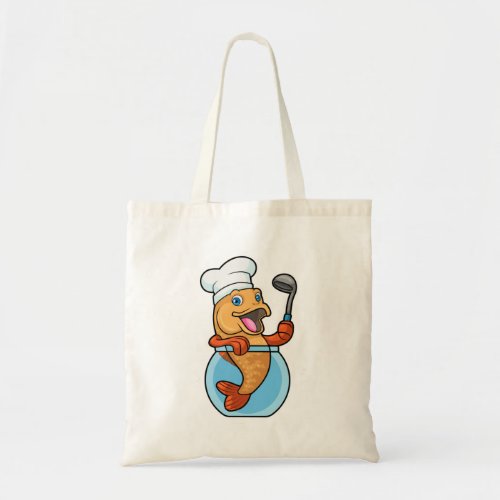 Fish in Glass as Cook with Soup spoon Tote Bag