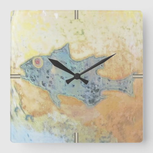 Fish in Shallow Water Square Wall Clock