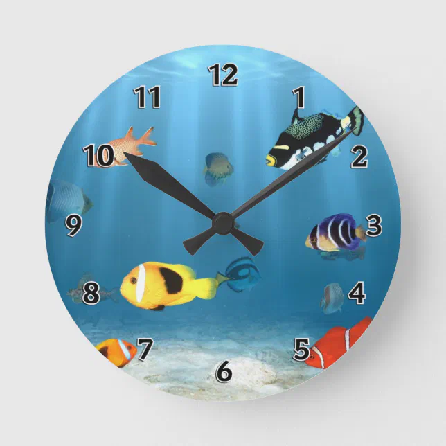 Fish In The Ocean Round Clock | Zazzle