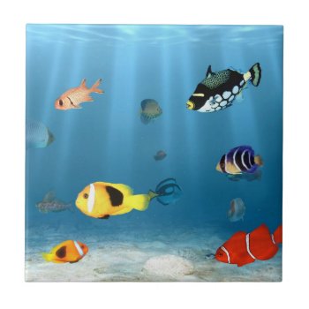 Fish In The Ocean Tile by bonfireanimals at Zazzle