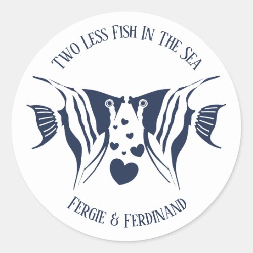 Fish in the Sea Nautical Couples Wedding Shower Classic Round Sticker
