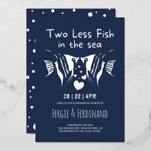 Fish in the Sea Nautical Navy Couples Shower  Foil Invitation