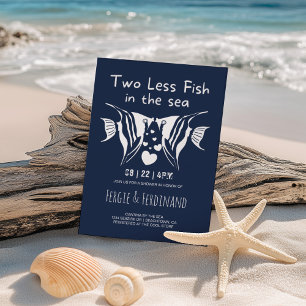 Fish in the Sea Nautical Navy Couples Shower Foil Invitation